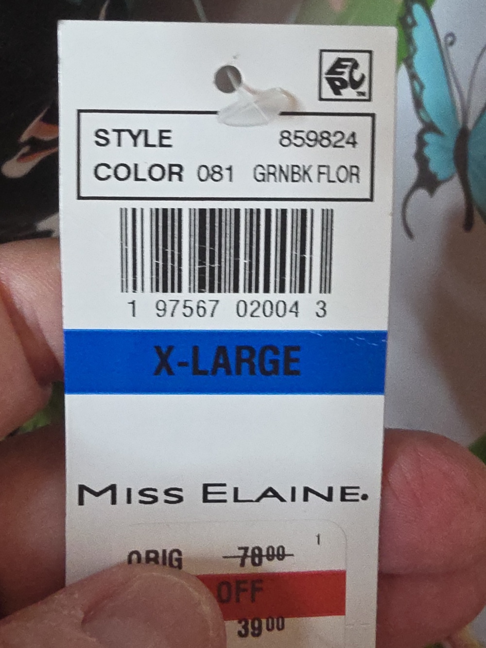 Miss Elaine Black Floral V-Neck Short Sleeve Robe Or House Coat In XL & Small - Picture 8 of 8